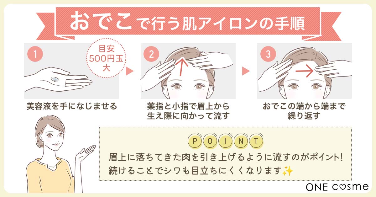 肌アイロンのやり方③おでこ