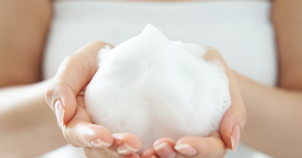 洗顔のもこもこの泡